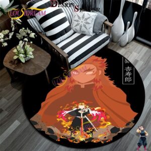 Tapis rond Demon Slayer Kyojuro Rengoku, modèle Hashira