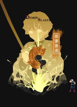 Poster dessin Demon Slayer Zenitsu Agatsuma, tailles au choix