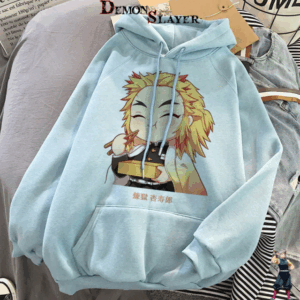 Sweat bleu Demon Slayer Kyojuro Rengoku motif Mangeant