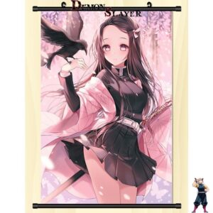 Poster déroulant Demon Slayer Nezuko avec un oiseau