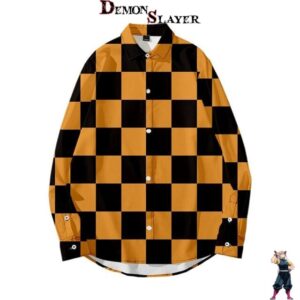 Chemise orange Demon Slayer à manches longues