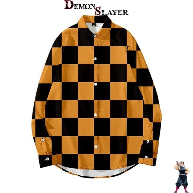 Chemise orange Demon Slayer à manches longues