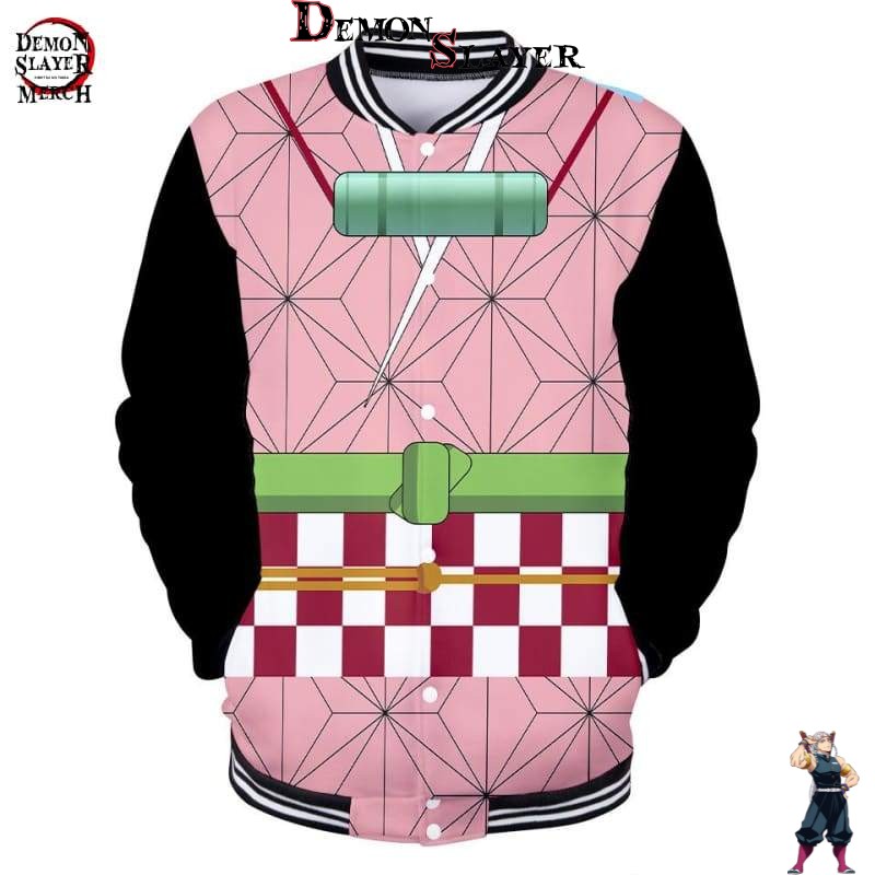 Veste baseball Demon Slayer Nezuko Kamado, tailles XXS à 4XL