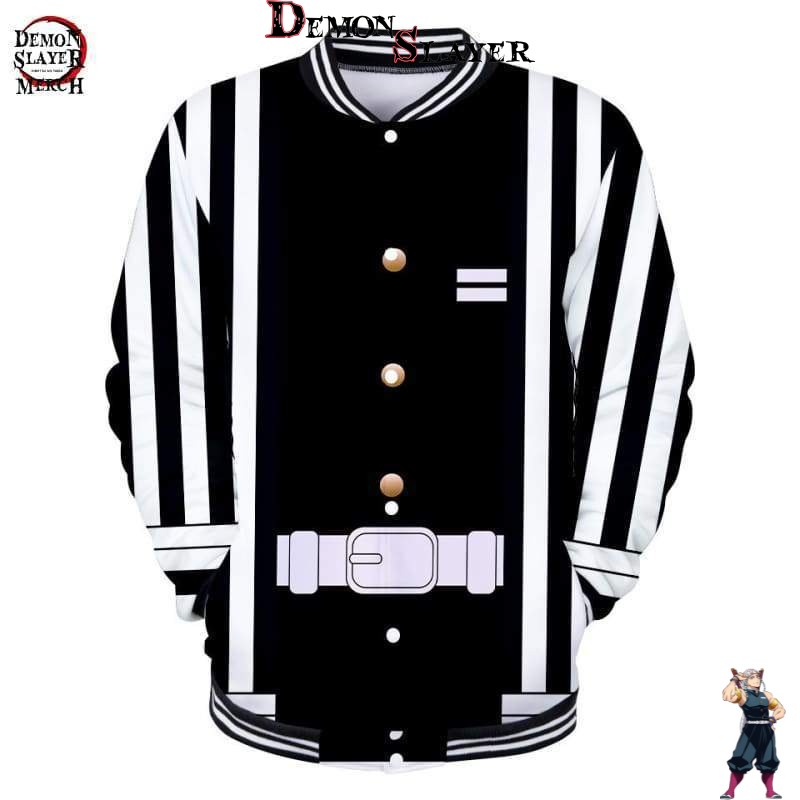 Veste baseball Demon Slayer Obanai Iguro, coloris Black and White ou Purple
