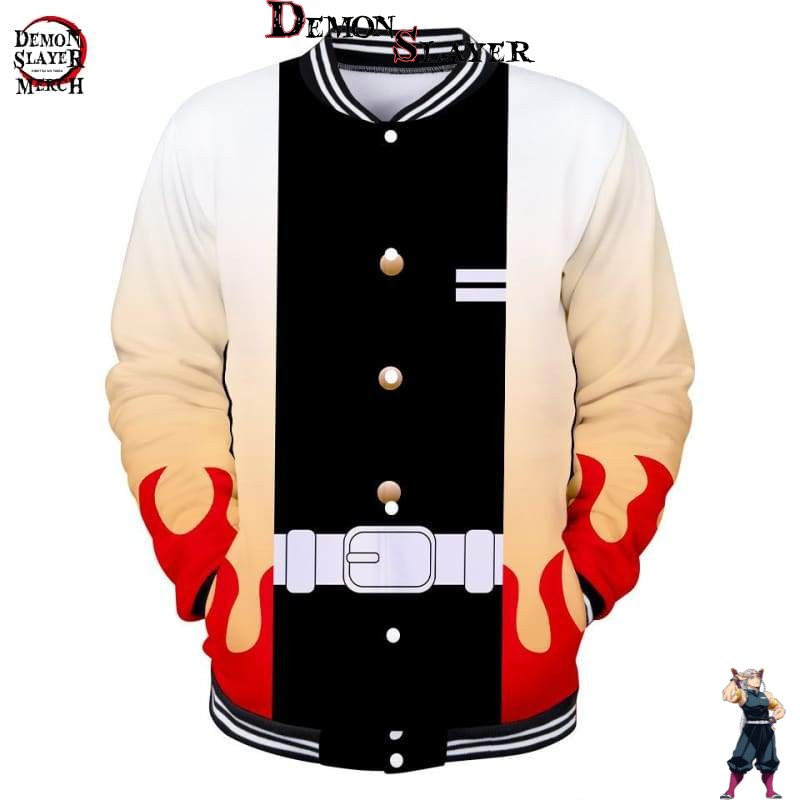 Veste baseball Demon Slayer Kyojuro Rengoku, tailles XXS à 4XL