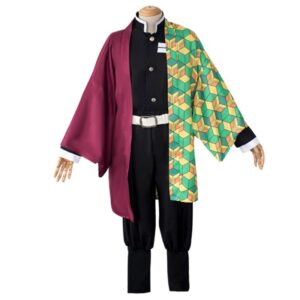 Déguisement Demon Slayer Giyu Tomioka, kimono noir et haori bicolore