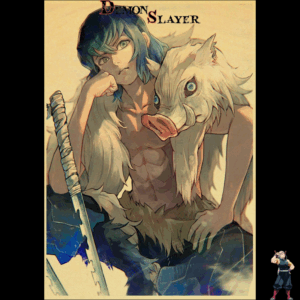 Poster Demon Slayer Inosuke sans masque en format 30x21 cm ou 42x30 cm