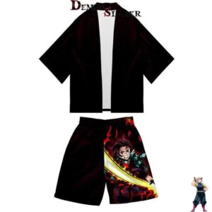 Kimono Demon Slayer noir, tenue disponible du XS au 5XL