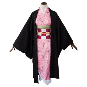 Déguisement Demon Slayer Nezuko Kamado, kimono rose et haori noir