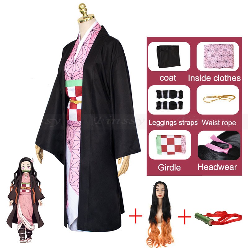 Cosplay Demon Slayer Nezuko Kamado avec perruque