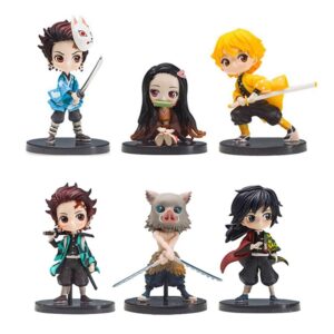Lot de 6 figurines Demon Slayer 8 cm avec Tanjiro et Nezuko