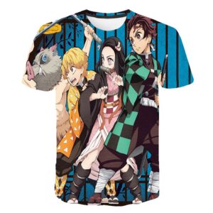 T-shirt Demon Slayer avec Tanjiro, Nezuko, Zenitsu et Inosuke