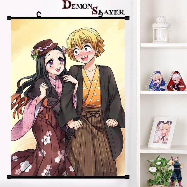 Poster Demon Slayer Zenitsu et Nezuko, formats 20x30 cm à 60x90 cm