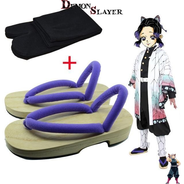 Cosplay Demon Slayer Shinobu avec geta, Souffle des Insectes