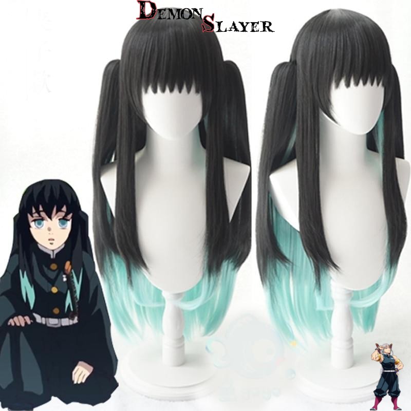 Perruque de Muichirou, Pilier du Brouillard, cosplay Demon Slayer
