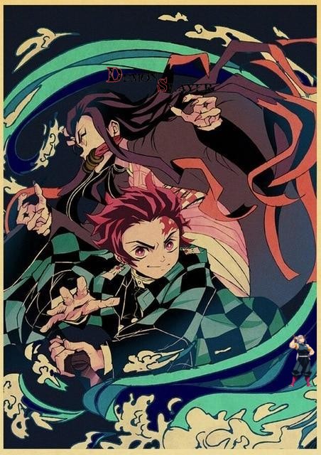 Poster Kimetsu Demon Slayer avec Nezuko et Tanjiro