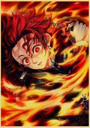 Poster Kimetsu Demon Slayer Tanjiro cracheur de feu