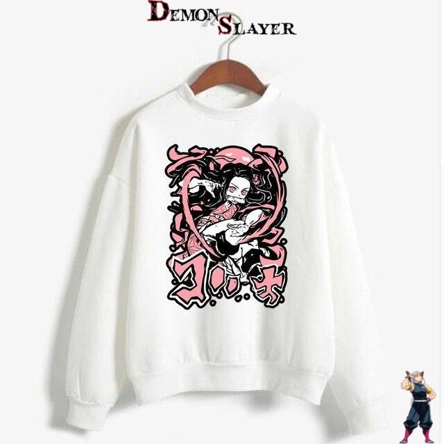 Pull blanc Demon Slayer avec Nezuko Kamado