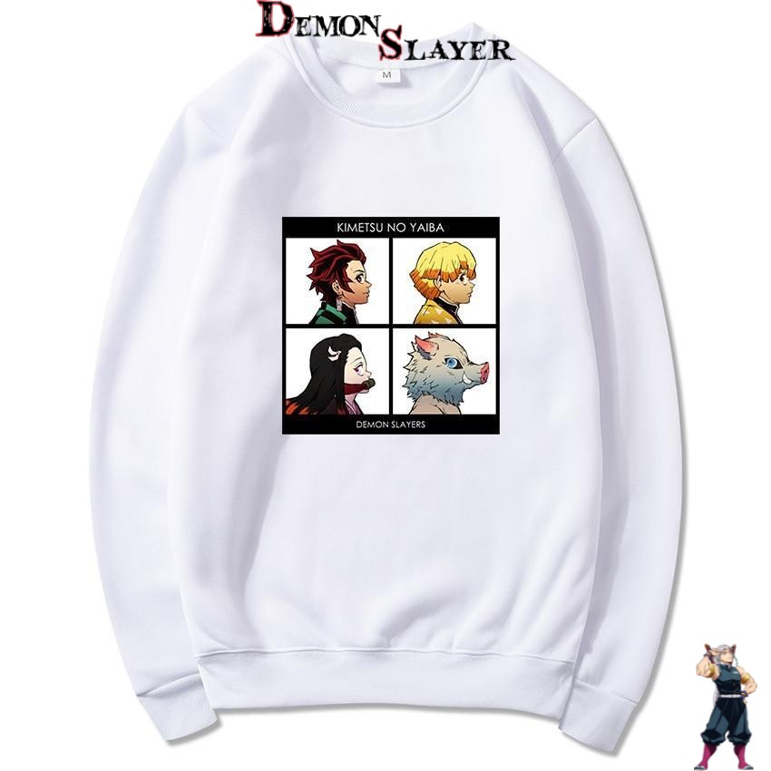 Pull Demon Slayer à personnages Inosuke, Nezuko, Zenitsu et Tanjiro