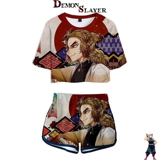 Pyjama femme Demon Slayer Rengoku avec tailles XS, S, M, L, XL et XXL