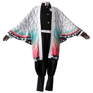 Costume Shinobu Kocho Demon Slayer avec kimono noir et haori papillon