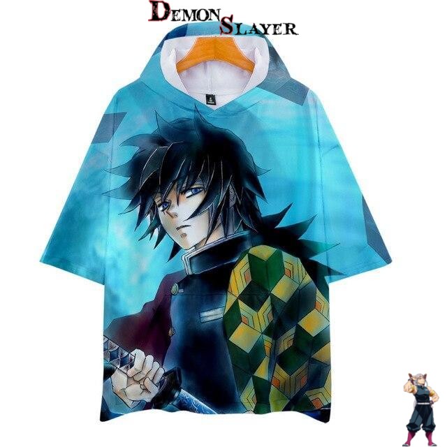 T-shirt à capuche Giyuu Demon Slayer, tailles XS à 4XL