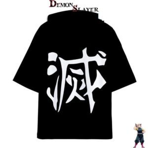 T-shirt à capuche noir Demon Slayer, tailles XS à 4XL