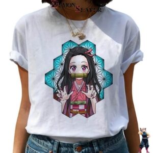 T-shirt femme Nezuko Chibi Demon Slayer, tailles S à XXL