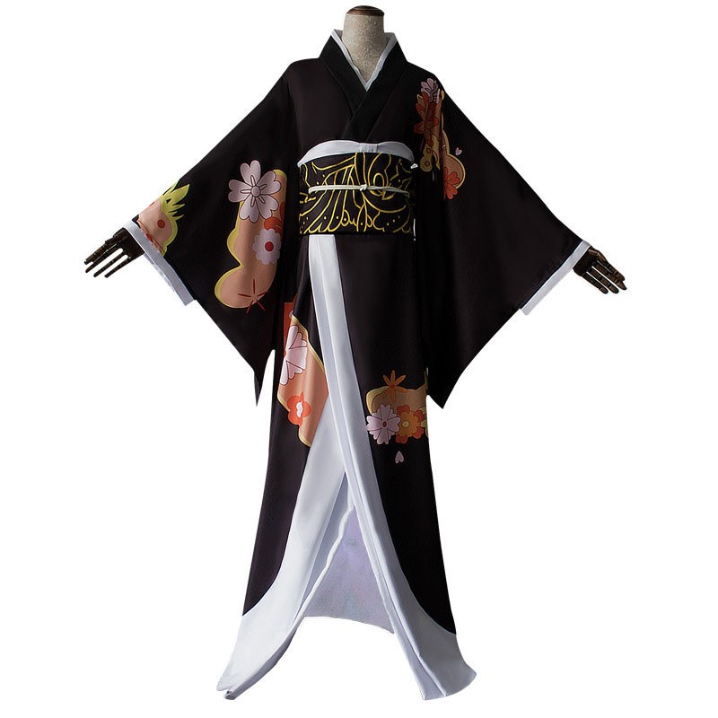 Kimono noir à fleurs Demon Slayer de Tamayo