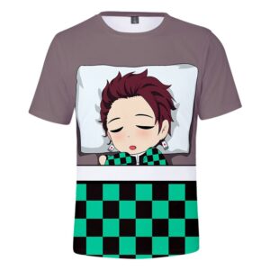 T-shirt Demon Slayer Tanjiro endormi dans son lit