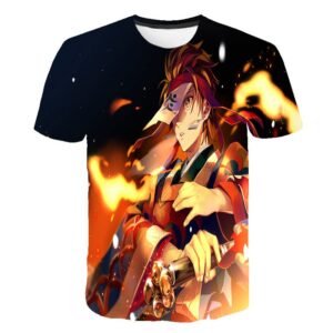 T-shirt Demon Slayer Tanjiro au milieu des flammes