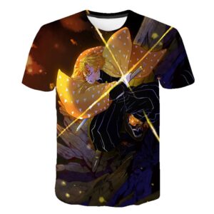 T-shirt Demon Slayer Zenitsu en scène de combat