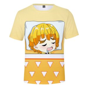 T-shirt Demon Slayer Zenitsu endormi dans son lit