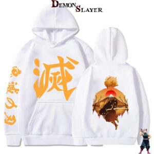Sweat Zenitsu Couché de Soleil Blanc Demon Slayer