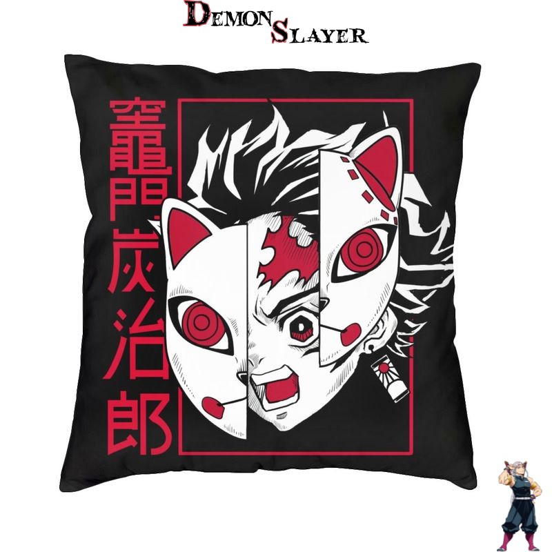 Housse de coussin Demon Slayer Nezuko masque de Sabito 45 x 45 cm