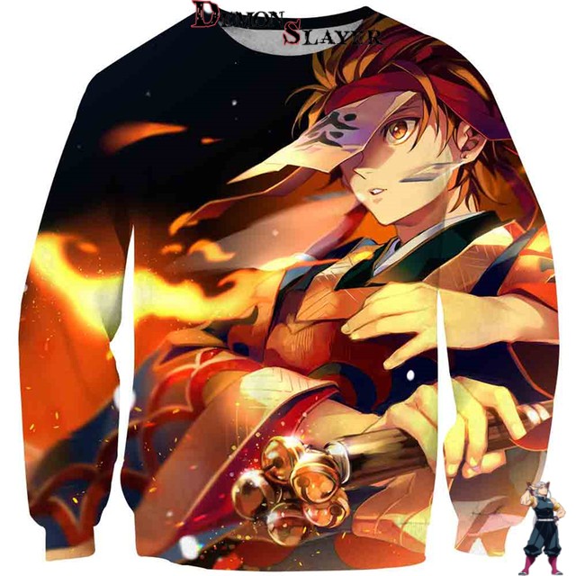 Pull Demon Slayer au motif Souffle du Feu