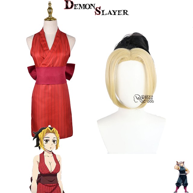 Cosplay Makio Demon Slayer avec perruque, tailles XS à 3XL