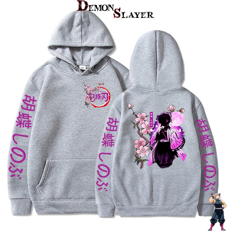 Sweat gris Demon Slayer Shinobu Kocho à fleur