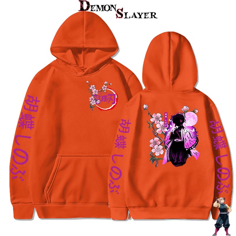 Sweat orange Demon Slayer Shinobu Kocho à fleur