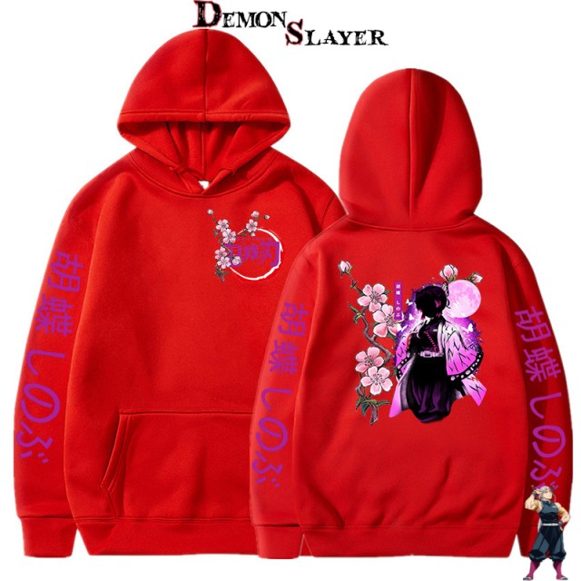 Sweat rouge Demon Slayer Shinobu Kocho avec fleur