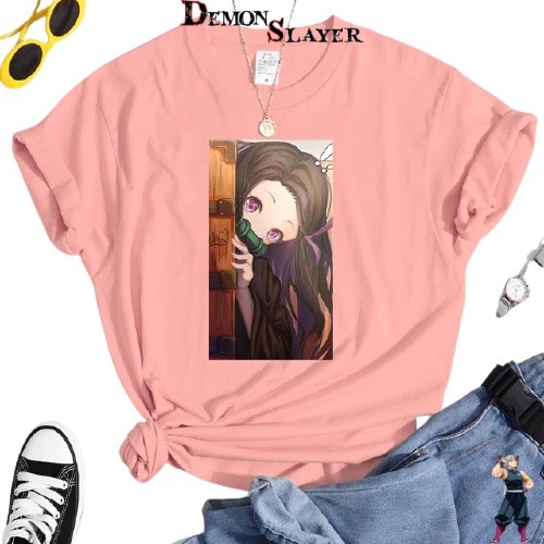 T-shirt Demon Slayer femme rose Nezuko