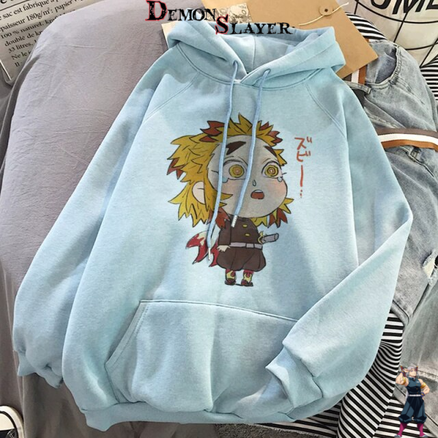 Sweat bleu Demon Slayer Kyojuro Rengoku style kawaii