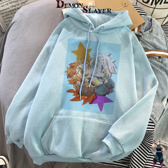 Sweat bleu Demon Slayer Kyojuro Rengoku et Tengen