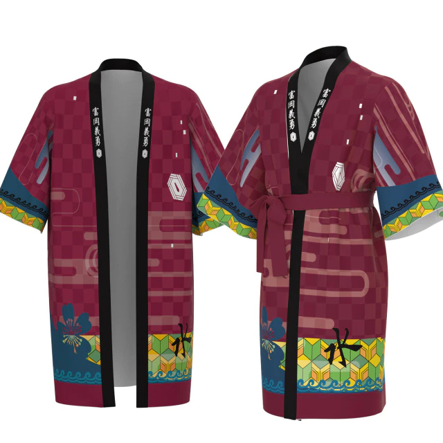 Kimono long Genya Shinazugawa Demon Slayer, tailles Enfant et Adulte