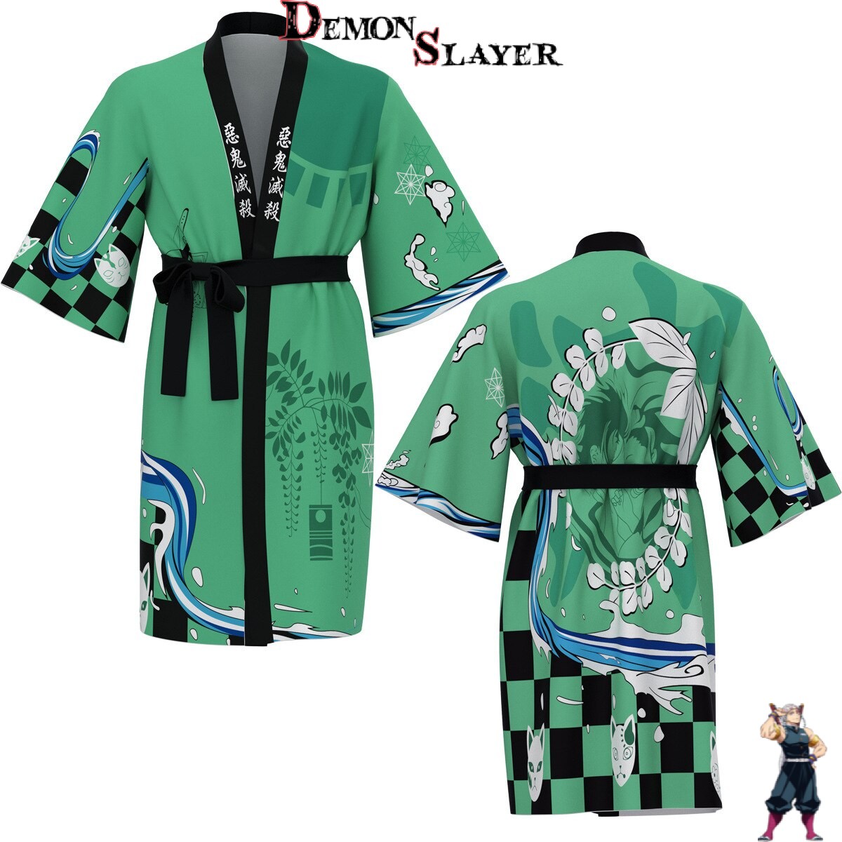 Kimono long Tanjiro Souffle de l'Eau - Demon Slayer