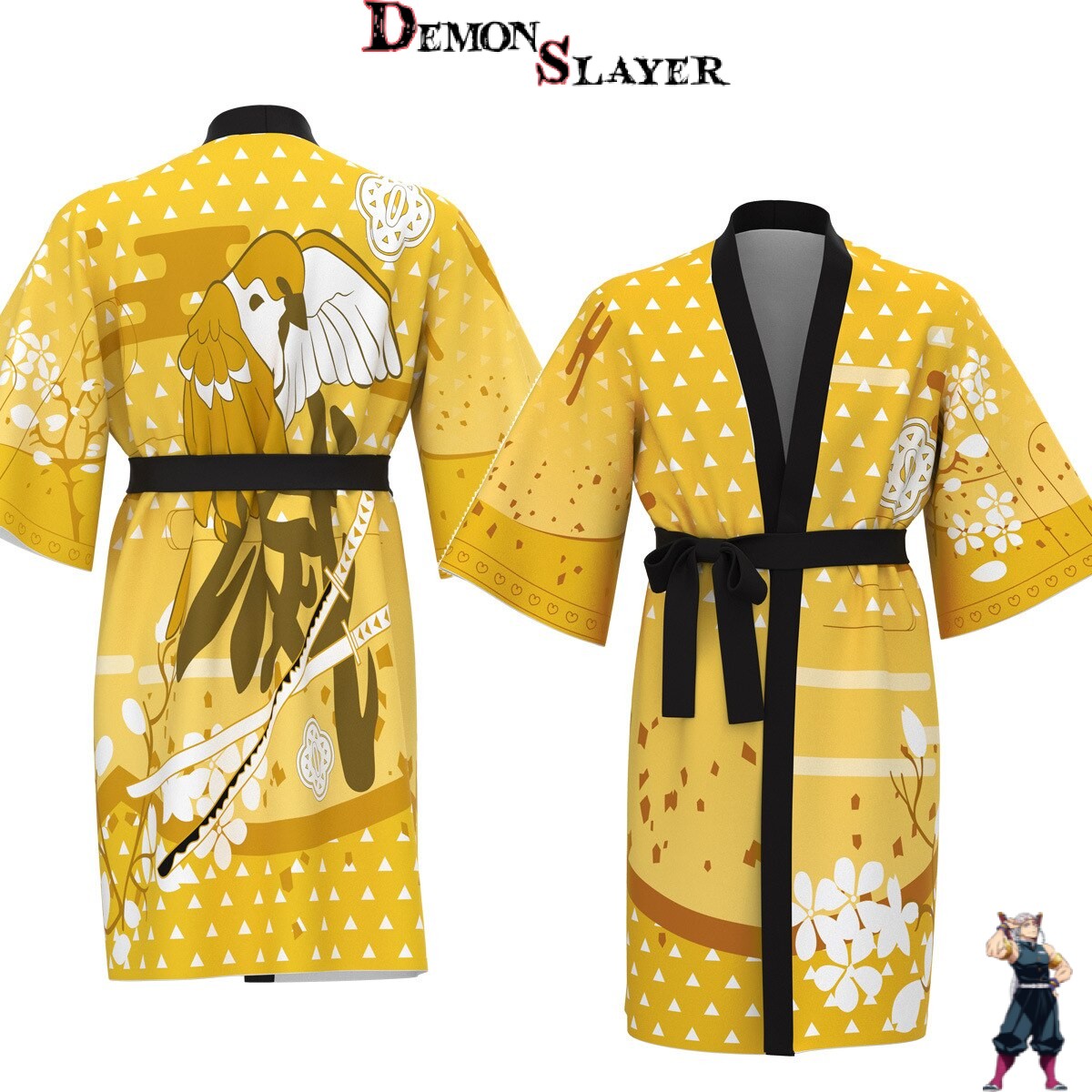 Kimono long Zenitsu Demon Slayer, Souffle du Tonerre