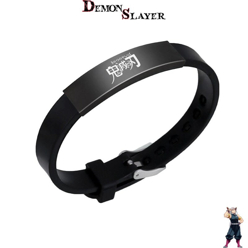 Bracelet Demon Slayer noir en silicone