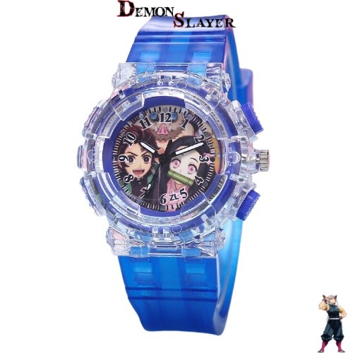 Montre bleu foncé Demon Slayer avec Tanjiro et Nezuko