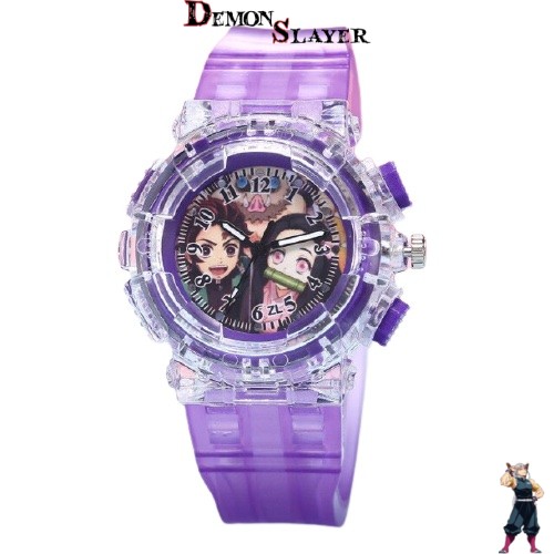 Montre violette Demon Slayer avec Tanjiro et Nezuko