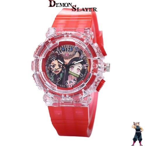 Montre Demon Slayer rouje avec Tanjiro et Nezuko